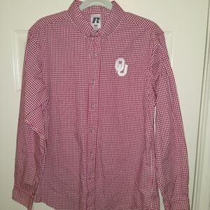 Russell Oklahoma Sooners OU Check Long Sleeve Button Down Shirt Men's sz Medium